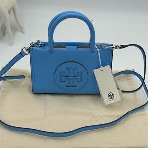 Women’s Tory Burch mini Ella Bag detachable shoulder strap Azure  blue